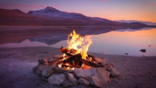 LIVE GREAT SALT LAKE CAMPFIRE  Virtual Fireplace Video with Nature Sounds for Meditation [upl. by Yarised]