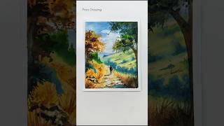 Watercolour Landscape Scenery Drawing shorts [upl. by Juno]