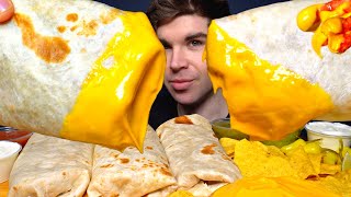 ASMR MUKBANG GIANT BURRITOS WITH CHEESE amp CHIPS GUACAMOLE amp SOUR CREAM  Magic Mikey [upl. by Hittel764]