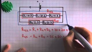 Elektriciteit vervangingsweerstand gemengde schakeling  voorbeeld  natuurkunde [upl. by Bena]