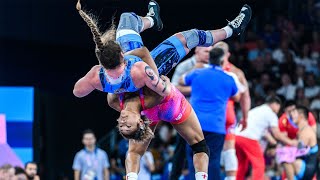 Kennedy Blades Big hit back suplex for five points fall to defeat Romania’s women’s 76kg wrestling [upl. by Ettennad]