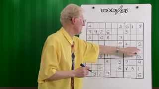 Lesson 5 Learn Sudoku The Effect of 3 Numbers in a row or column within a Block [upl. by Peder115]