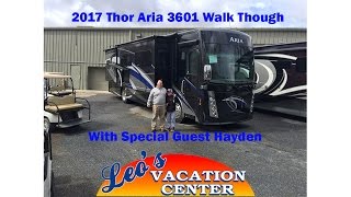 2017 Thor Aria 3601 Walk Through with Special Guest Hayden [upl. by Ardnuyek]