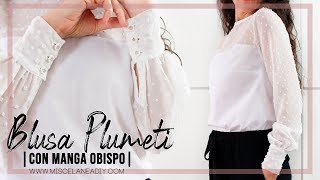 DIY BLUSA plumeti con MANGA OBISPO [upl. by Ferna]