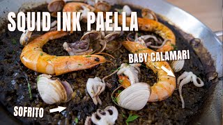 How to Make the Tastiest ARROZ NEGRO in Spain  SQUID INK PAELLA RECIPE  Black Paella Recipe [upl. by Htiaf347]