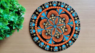 Orange Dot Mandala Painting  Dot Mandala Art for Beginners  Dotting Art [upl. by Declan587]