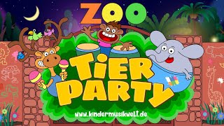 Tierparty Lied  lustige Tiere im Zoo  Kinderlied zum Mitsingen  Kindermusikwelt [upl. by Esiom]