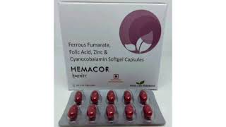 HEMACOR Ferrous Fumarate Folic Acid Zinc amp Cyanocobalamin Softgel Capsules [upl. by Franek]