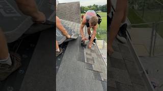 Shingle installation diy shorts youtubeshorts roofing howto [upl. by Letsirhc]