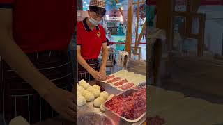 Chinese roti making  bun porotta 😌 at Bukit Bintang chineserecipe chinesemuslim bukitbintang [upl. by Thadeus]