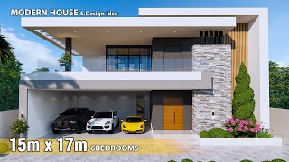 The Best Modern House Design  15m x 17m 2storey with 6Bedrooms [upl. by Sutphin348]