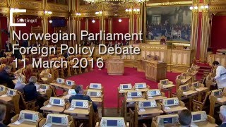 Foreign Policy Debate in the Norwegian Parliament [upl. by Ahsitam]