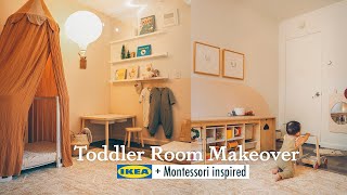 Toddler Room Makeover with IKEA DIY hacks Montessoriinspired Baby Girl BedroomPlayroom [upl. by Enelehs]