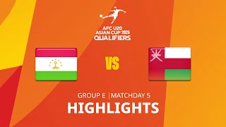 Tajikistan  Oman  Group E  MD5  AFC U20 Asian Cup 2025 Qualifiers  Highlights [upl. by Nwaf]