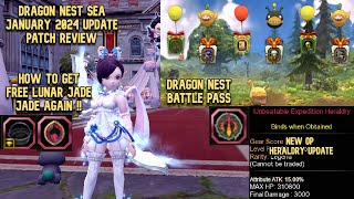 Dragon Nest SEA January 2024 Update Review  Free Legend Jade Again New FD Heraldry amp DN Pass [upl. by Natsrik]