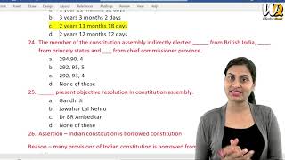 Pol Science Class 11  Chapter 1  Constitution Most Important MCQ  Assertion and reason  In Hindi [upl. by Aicsile]