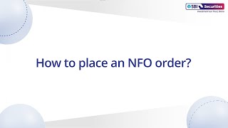 How to place NFO through SBI Securities App [upl. by Darach930]