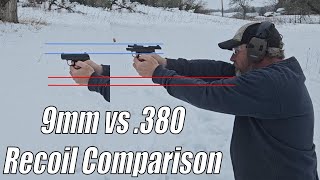 380 ACP vs 9mm Carry Sized Handgun Recoil Comparison [upl. by Blunt808]