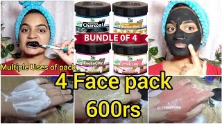 pack of 4 Natural and organic facial care Multani Mud Activated Charcoal  kaolin clay  pink clay [upl. by Eramat]