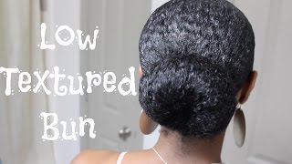 How to SLEEK Low Textured Bun on quotNatural Hairquot  EiffelCurls [upl. by Jabin316]