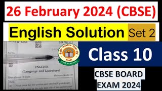 english answer key 2024 set2  class 10 english paper solution 2024 set 2  cbse board exam 2024 [upl. by Fortune]