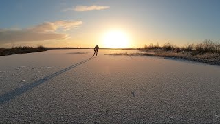 Speedskating beautiful lake Dannemeer in the Netherlands Amazing scenery Dec 2022 t Roegwold [upl. by Gnauq]