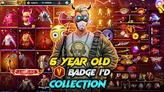 Free Fire 6 Year Old quotVquot Badge ID Collection 🤯  Richest Free Fire ID  All Rare Items 😳 [upl. by Geminian]