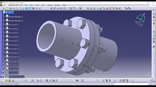 Assembly Design of Flange Coupling usingCatia V5 Tutorial [upl. by Ycinuq]