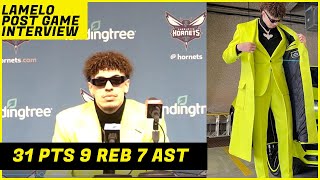 LAMELO POST GAME INTERVIEW  “I TOLD THE TEAM LETS WIN” DROPPED 31 POINTS TO GET PAYBACK VS PACERS [upl. by Nollaf330]