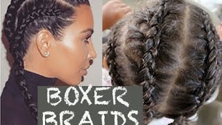 Comment réaliser des nattes collées ou Boxer braids sur cheveux frisés [upl. by Adara]