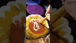 Painting a rose acrylic flowers roses flatbrush yellow orange brown petals record reuse [upl. by Reinar]