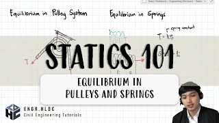 Statics  Equilibrium in Pulleys and Springs [upl. by Ydnem234]