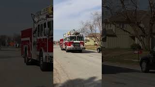 Lenexa KS FD Reserve Quint Arriving on scene 32017 [upl. by Fihsak954]