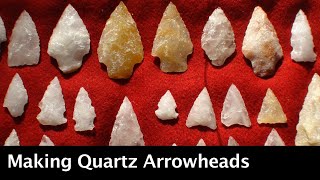 Flintknapping Quartz Making Quartz Arrowheads [upl. by Fortunato280]