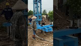 Drilling raw concrete piles  building classic houses [upl. by Tema]