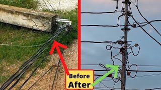 Excellent techniques how to remove Triplex Cable Wires from one stanchion post to another post DIY [upl. by Erastes]