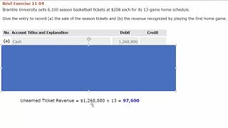 Unearned revenue  season tickes BE1104 [upl. by Akeem]