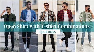 How to Carry Open Shirt With Tshirt Combination  Shirt and T shirt Style Ideas [upl. by Lindie74]