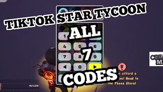 Fortnite  Tiktok Star Tycoon ALL 7 CODES [upl. by Celeski]