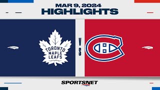 NHL Highlights  Maple Leafs vs Canadiens  March 9 2024 [upl. by Atiuqihc508]