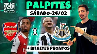 PALPITES E APOSTAS DE FUTEBOL PARA HOJE 24 02 2024  BILHETE PRONTO SÁBADO [upl. by Carrew103]