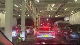 Driving off Brittany ferries MV Barfleur Poole Dorset England October 15th 2022 [upl. by Kendy]