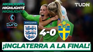 HIGHLIGHTS  Inglaterra 40 Suecia  UEFA Womens Euro 2022 Semis  TUDN [upl. by Hillari]