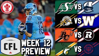 Week 12 Preview 2024 CFL Season [upl. by Nref409]