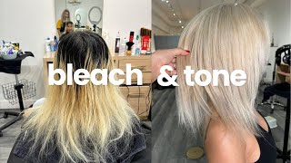 So Scary to do Hair transformation Black root to Ice blonde [upl. by Aurore376]