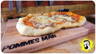 PIZZA REZEPT Teig selber machen 5 MINUTEN für Kontaktgrill oder Backofen  Pommes Män [upl. by Jammie]