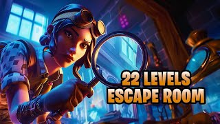 22 LEVEL IQ ESCAPE ROOM All Levels Fortnite 321758633175 [upl. by Nylazor]