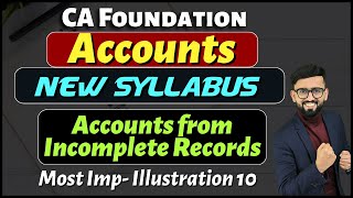 Accounts from Incomplete Records  Illustration 10  New Syllabus  CA Foundation Accounts [upl. by Auqined]