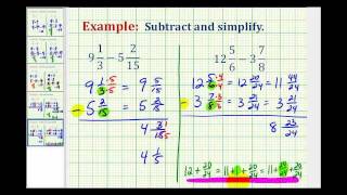 Example Subtraction of Mixed Numbers [upl. by Allegna507]