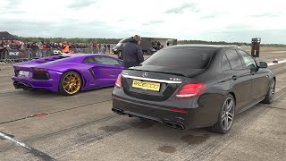 Tuner Cars Drag Racing Aventador 2000HP GTR ALPHA 22x 900HP TT RS 488 Pista Passat Syncro [upl. by Ahsata215]